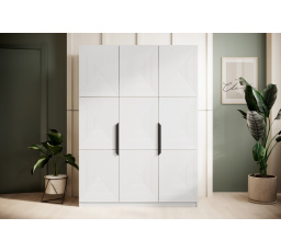 Šatní skříň Asha 150, bílý mat / černé úchyty