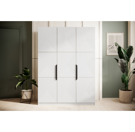 Šatní skříň Asha 150, bílý mat / černé úchyty