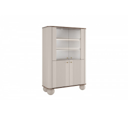 VESPER VITRÍNA 103 4D - kašmírové MDF / ořech / zlaté úchyty / nohy koule