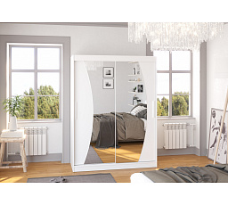 Posuvná skříň se zrcadlem MODESTO 150 Bílá+Bílá