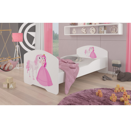 Postel s matrací PEPE PRINCESS AND HORSE 140x70 Bílá