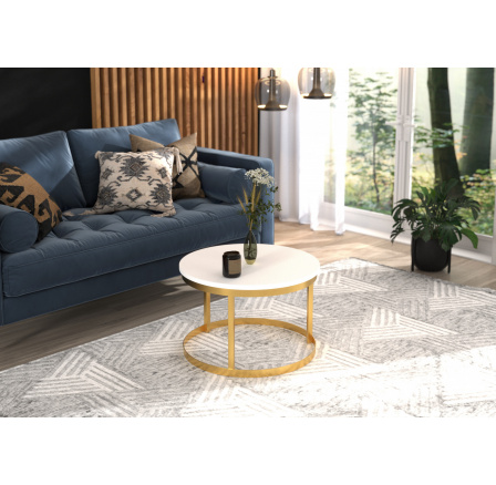 Konferenční stolek RINEN Zlatý+Bílý