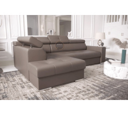 Rohová sedací souprava MARGO I 265×185 přírodní kůže - Levá strana, Hnědá kůže