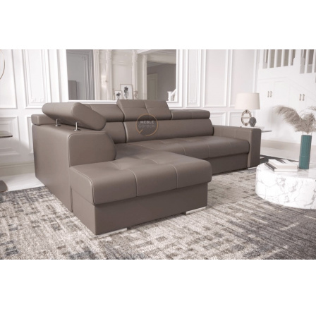 Rohová sedací souprava MARGO I 265×185 přírodní kůže - Levá strana, Hnědá kůže