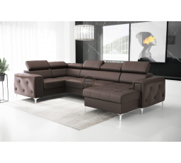 Rohová sedací souprava ORION MAX III s funkcí spaní 165x320x185 cm přírodní kůže - Hnědá kůže, Levá strana
