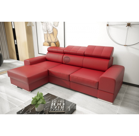 Rohová sedací souprava ROYAL MINI 260×160 přírodní kůže - červená kůže , levá