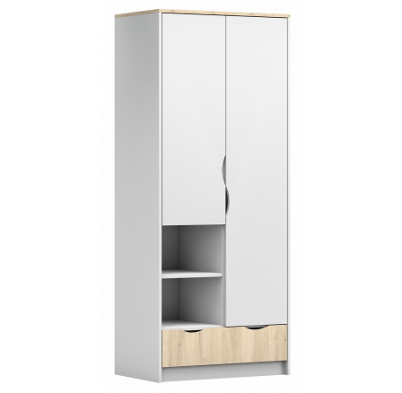 Šatní skříň 2D - JOY I 06, Bílá/Dub Artisan
