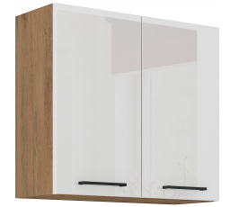 Horní skřínka VEGAS - 80 G-72 2F, Dub Lancelot / Bílý lesk