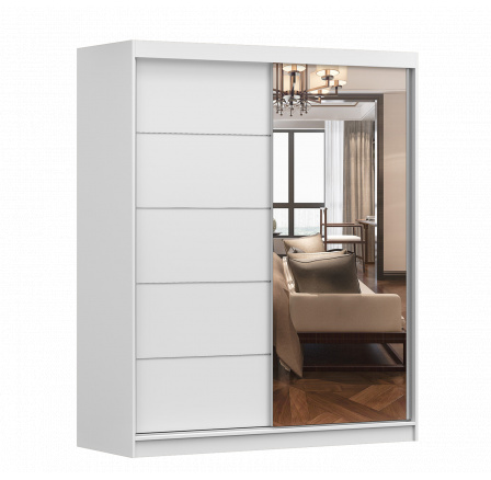 Šatní skříň BONO 05 se zrcadlem, Bílá Šatní skříň BONO 05 se zrcadlem, Bílá