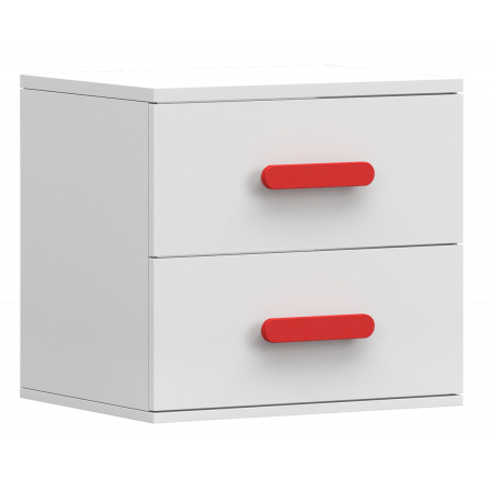 Noční stolek SMYK I - 22, Bílá Mat/Červená