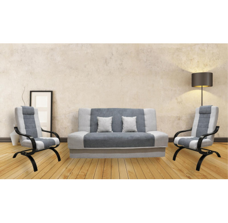 Sedací souprava Jola 3F+1+1 šedá/dřevo wenge