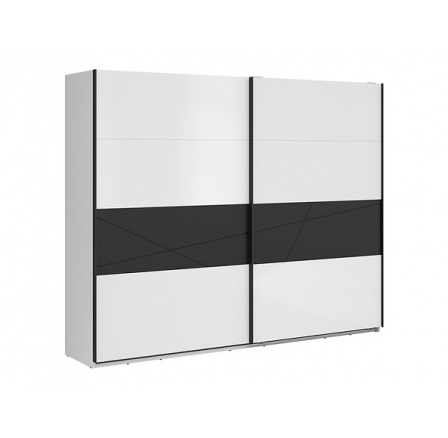 Šatní skříň FORN SZF/270, bílý lesk/černý mat