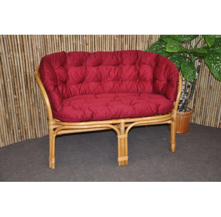 Ratanová lavice Bahama medová polstr vínový MAXI Ratanová lavice Bahama medová polstr vínový MAXI