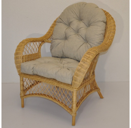 Ratanové křeslo Florida medové  polstr tmavě béžový melír