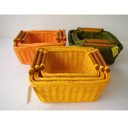 Ratanový košík set 3 varianta zelená Ratanový košík set 3 varianta zelená