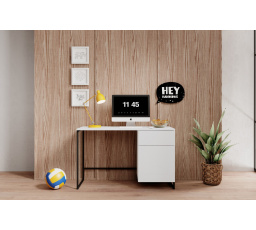 Psací stůl Asha 120, bílý mat / černý rám