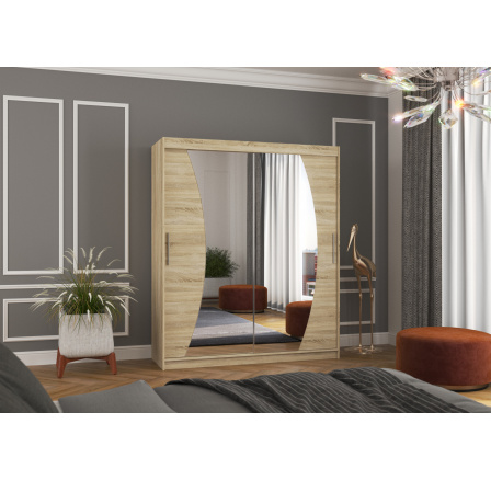 Posuvná skříň se zrcadlem DOLORES 180 Sonoma+Sonoma