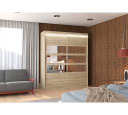 Posuvná skříň se zrcadlem a LED osvětlením TOLEDO 180 Sonoma+Sonoma