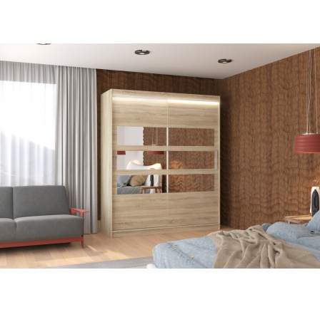 Posuvná skříň se zrcadlem a LED osvětlením TOLEDO 180 Sonoma+Sonoma Posuvná skříň se zrcadlem a LED osvětlením TOLEDO 180 Sonoma+Sonoma