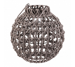 Lucerna - umělý ratan, kulatá, LED osvětl., vel. L, šedá