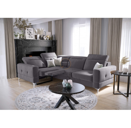 Rohová sedací souprava MALIBU , relax s funkcí spaní 185x250 cm - šedá , levá