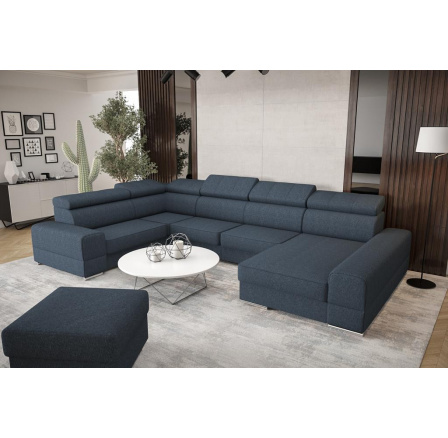 Rohová sedací souprava ROYAL MAX II průměr 230x375x185 - modrá , levá