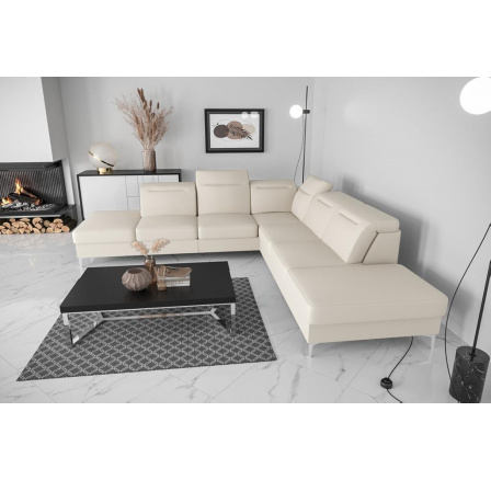 Rohová sedací souprava OSLO MAX 295x295 přírodní kůže - levá, Kůže ecru