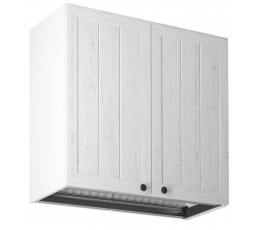 Kuchyňská horní skřínka PROWANSJA G80C s odkápavačem, Bílá/Borovice Andersen