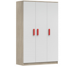 Šatní skříň 3D SMYK III - 19, Dub Sonoma/Bílá/Červená