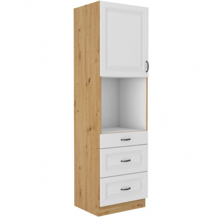 Kuchyňská skříň STIPE na vestavenou troubu 60 DPS 210 3S 1F, Bílá/Dub artisan