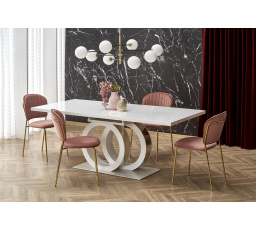 Jídelní stůl GALARDO, bílá/zlatá
