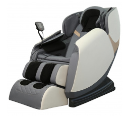 Polohovací křeslo s masážní a vyhřívací funkcí SOLARIA, Krémová/Šedá ekokůže