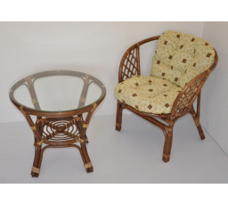 Ratanová sedací souprava Bahama 1+1 hnědá, polstr oliver