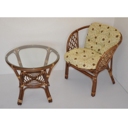 Ratanová sedací souprava Bahama 1+1 hnědá, polstr oliver