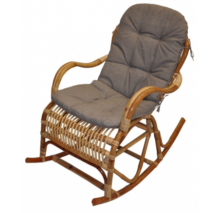 Houpací křeslo Klasik ratan semambo  natural - polstr šedý melír