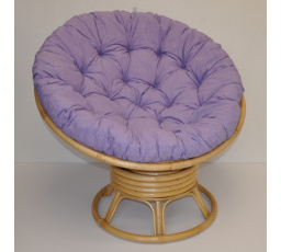 Ratanový papasan houpací medový polstr fialový melír