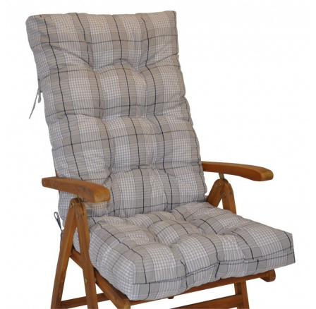Polstr na teakové zahradní křeslo vysoké - látka Antik kostka