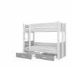 Dvoulůžková patrová postel s matracemi ARTA 200x90 Bílá+Šedá