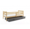 Dětská postel ERYK 90x200 cm se šuplíkem, bez matrace, Přírodní/Grafit