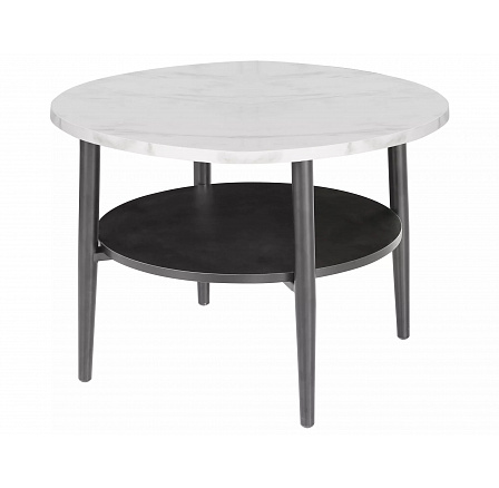 Konferenční stolek ELLA B, Bílý efekt mramoru / Černá
