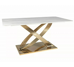 Jídelní stůl HERMES, Efekt bílého mramoru/Zlatá