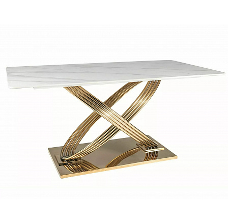 Jídelní stůl HERMES, Efekt bílého mramoru/Zlatá