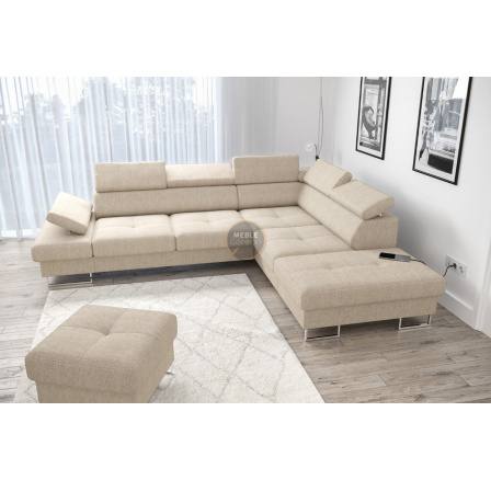 Rohová sedací souprava GALAXY s funkcí spaní 225x280 - pravá, béžová