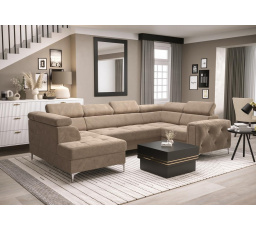 Rohová sedací souprava ORION MAX II s funkcí spaní 165x350x185 cm - béžová, pravá