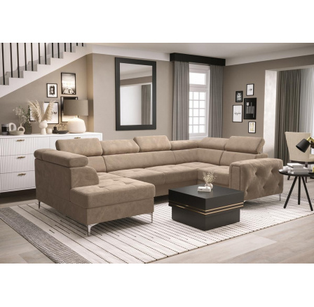 Rohová sedací souprava ORION MAX II s funkcí spaní 165x350x185 cm - béžová, pravá