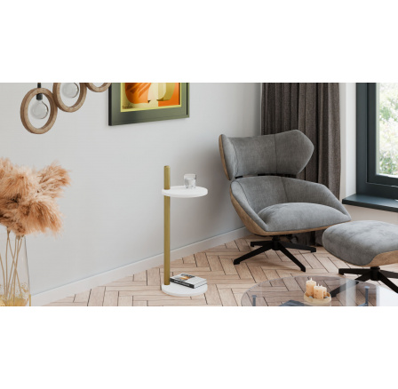 Pomocný stolek Claro kulatý průměr 30 cm - různé barvy na výběr - Bílý Mat, Zlatý