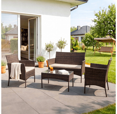 Sada Zahradního Nábytku MISSISIPI Hnědá/Béžová