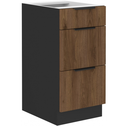 Dolní skřínka MONZA - 40 D 3S BB, Černá mat/Ořech