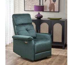 Polohovací křeslo SEMIR s USB, Tmavě zelená