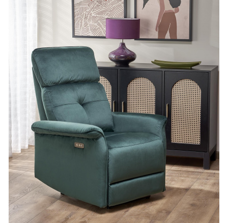 Polohovací křeslo SEMIR s USB, Tmavě zelená Polohovací křeslo SEMIR s USB, Tmavě zelená